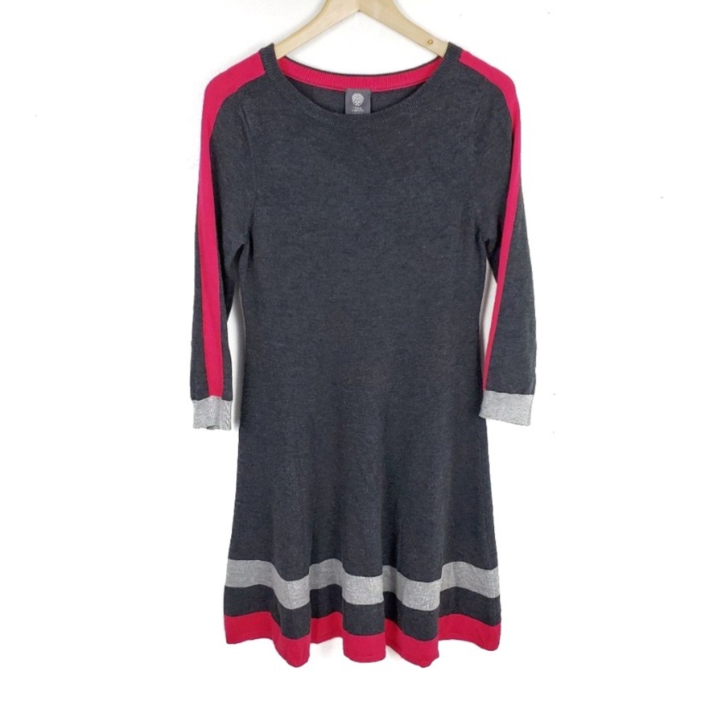 Vince Camuto Grey/Pink Colorblock Sweater Dress